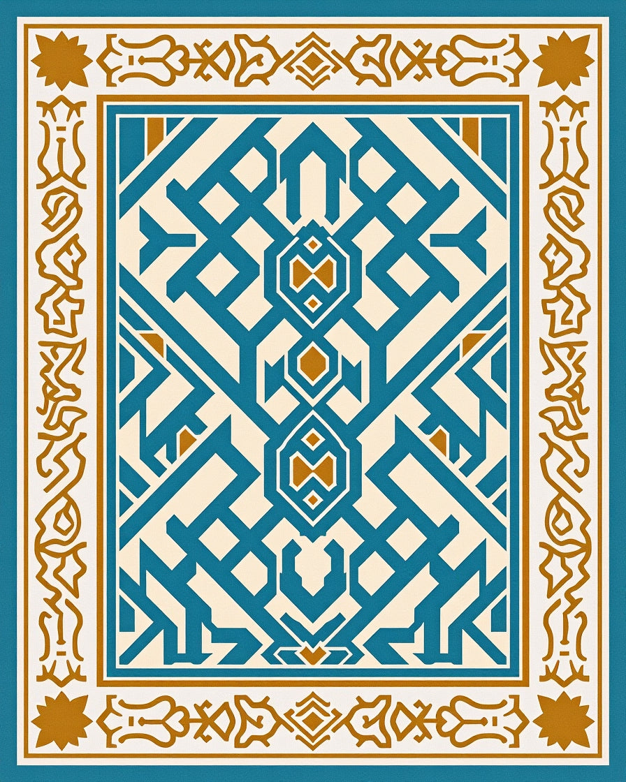 Intricate Geometric Medallion Design Rug