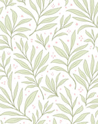 Delicate Leaf Pattern with Pink Accents Rug