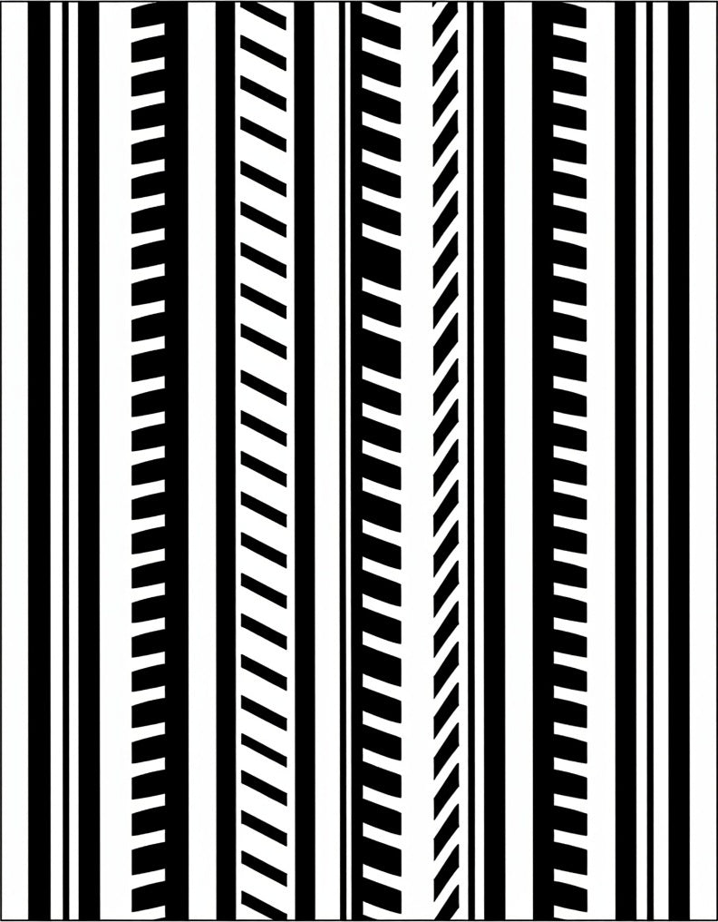 Black White Geometric Stripe Pattern Rug