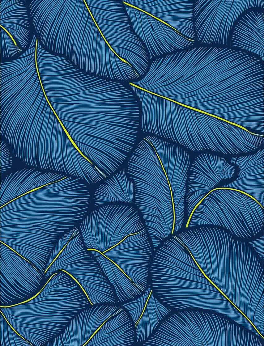 Navy Blue Feather Pattern Rug