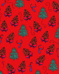 Whimsical Red Feathered Trees Ribbon Rug