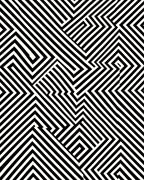 Bold Black and White Geometric Maze Rug