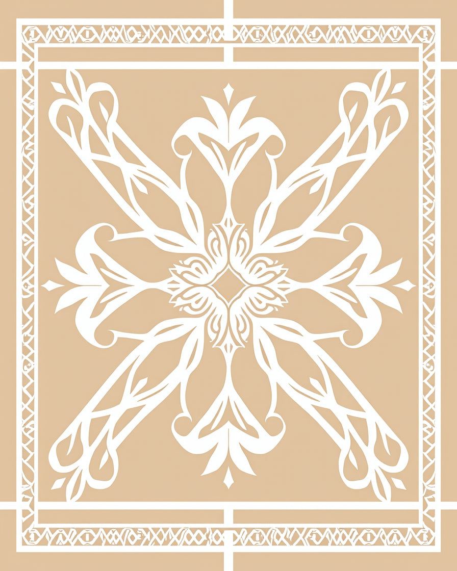 Classic Floral Motif With Geometric Border Rug