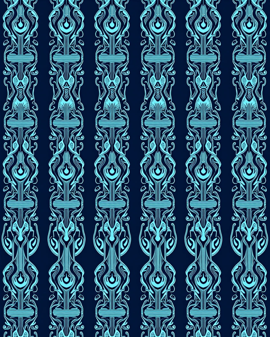 Abstract Blue Stylized Vertical Pattern Rug
