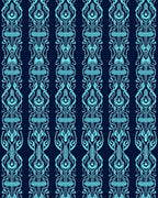 Abstract Blue Stylized Vertical Pattern Rug