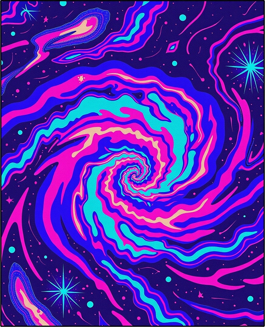 Vibrant Swirl Pattern With Cosmic Accents Rug