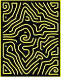 Bold Yellow Abstract Maze Pattern Rug