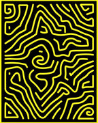 Bold Yellow Abstract Maze Pattern Rug