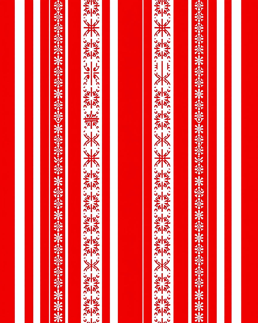 Red White Vertical Folk Stripe Rug