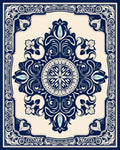 Classic Navy Floral Medallion Scroll Rug
