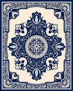 Classic Navy Floral Medallion Scroll Rug