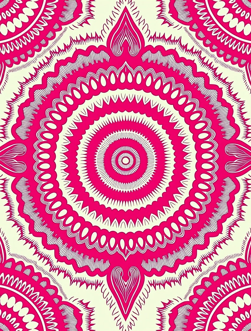 Vibrant Pink Mandala Kaleidoscope Design Rug
