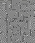 Bold Black White Geometric Maze Pattern Rug
