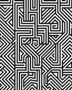 Bold Black White Geometric Maze Pattern Rug