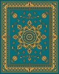 Rich Teal Gold Ornate Floral Rug