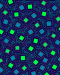 Retro Neon Circuit Squares Design Rug