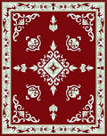 Elegant Red Floral Scroll Design Rug