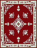 Elegant Red Floral Scroll Design Rug