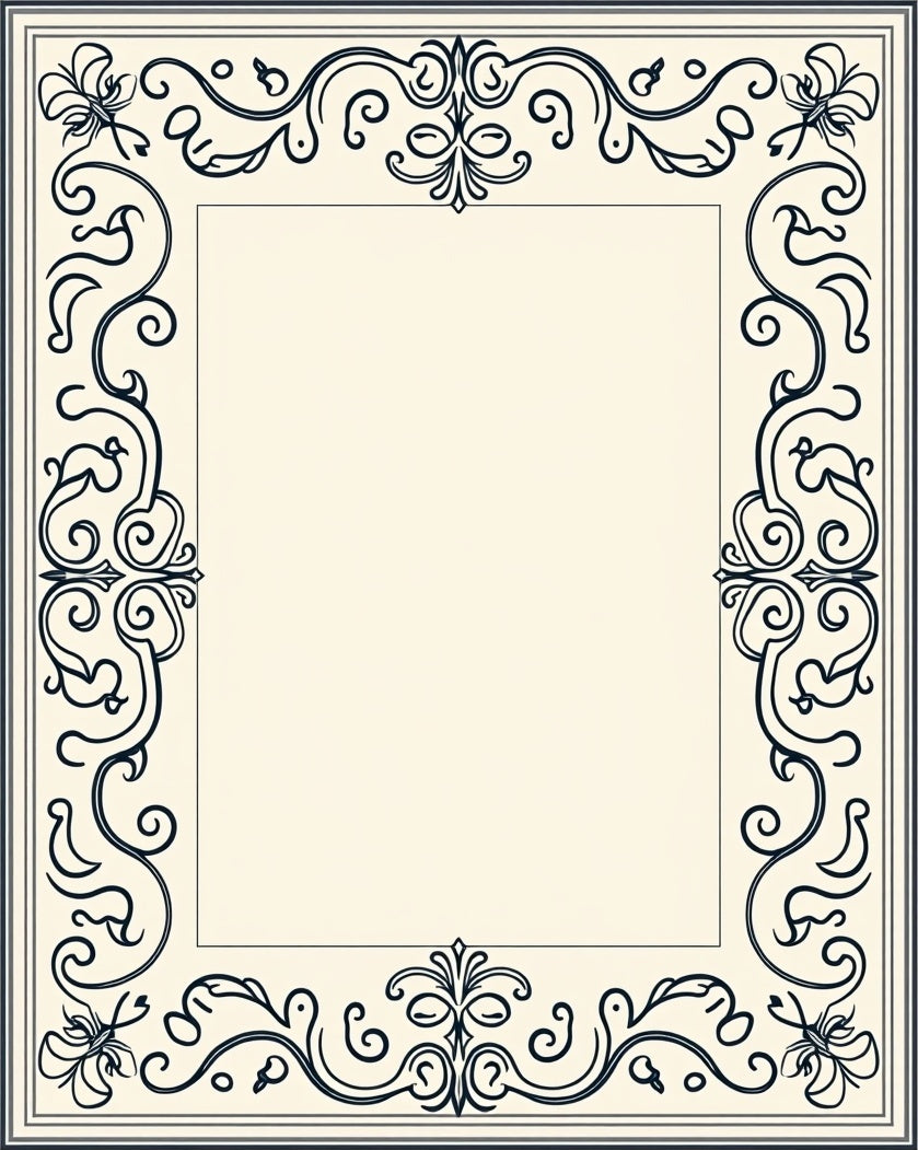 Elegant Scrollwork Floral Pattern Rug