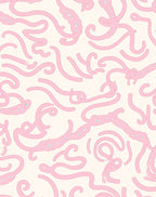 Abstract Pink Swirls Cream Pattern Rug