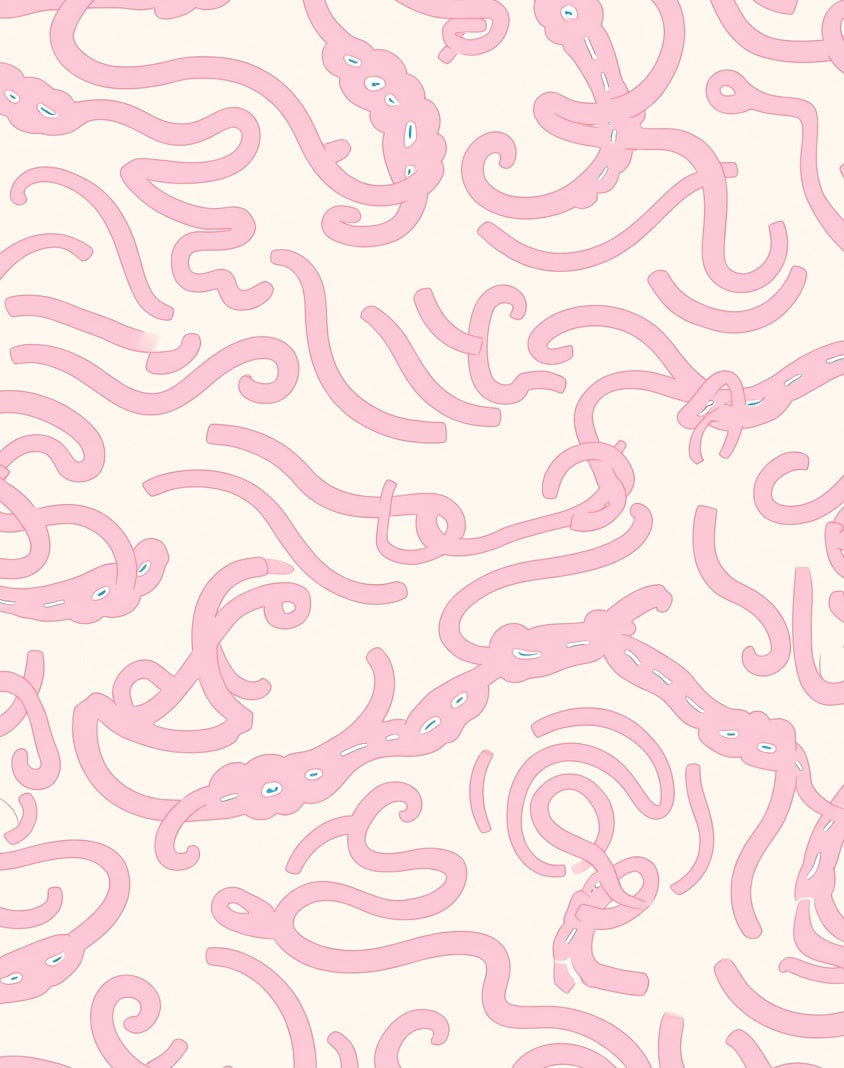 Abstract Pink Swirls Cream Pattern Rug