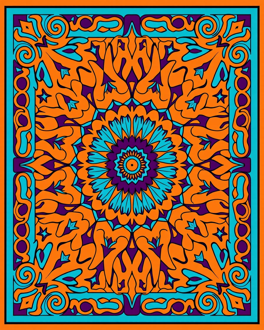 Vibrant Mandala Floral Medallion Design Rug