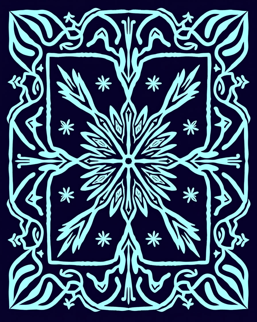 Ornate Abstract Nordic Floral Pattern Rug