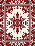 Deep Red Floral Border Medallion Design Rug