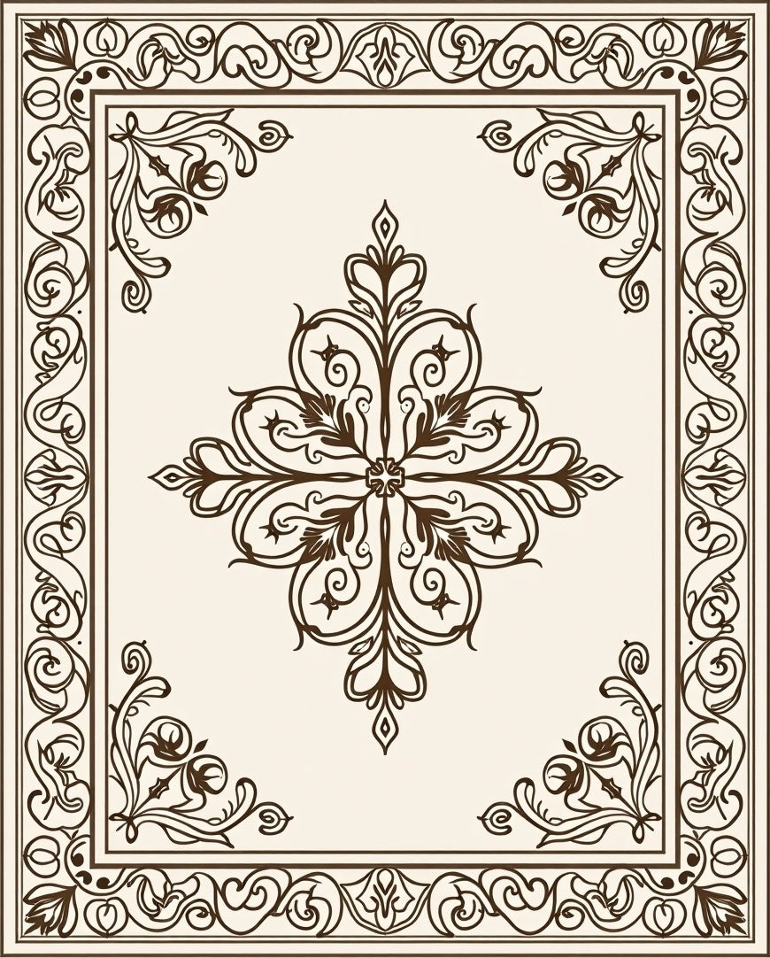 Classic Floral Scrollwork Motif Rug