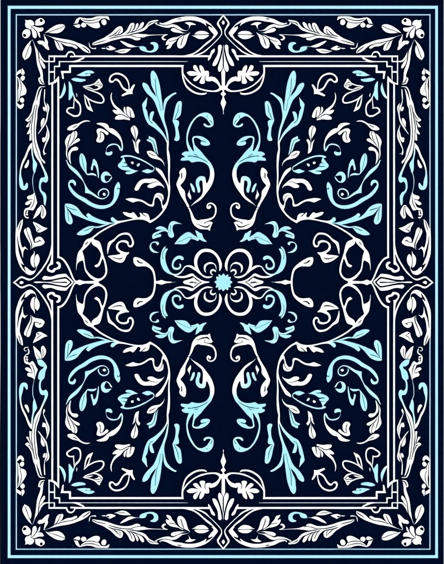 Ornate Floral Vine Pattern Rug