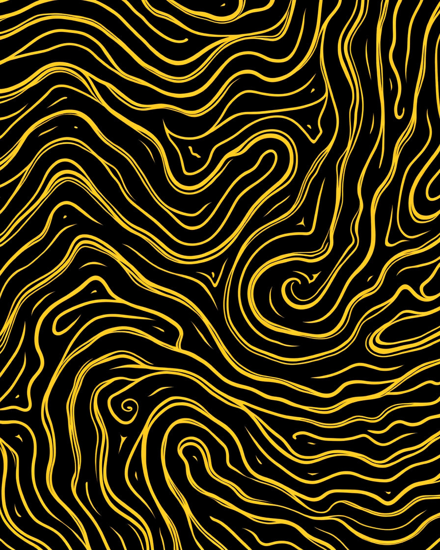 Bold Yellow Swirl Flow Rug