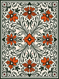 Orange Floral Vine Pattern Rug