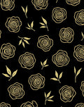 Gold Rose Botanical Pattern Rug
