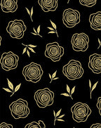 Gold Rose Botanical Pattern Rug