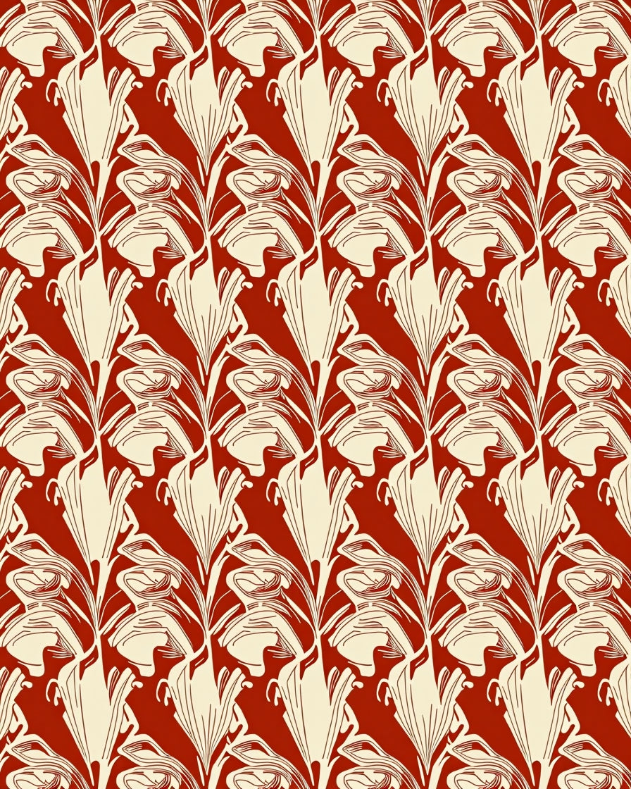 Art Nouveau Floral Swirl Pattern Rug