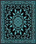Bright Teal Leaf Mandala Pattern Rug