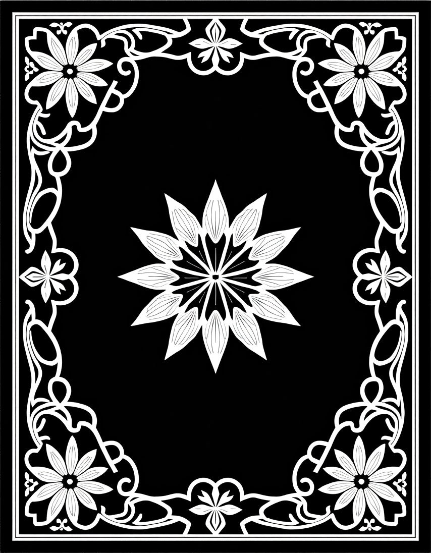 Ornate Floral Patterned Contrast Rug