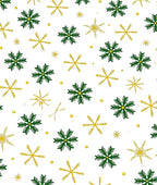 Green Gold Snowflake Christmas Rug