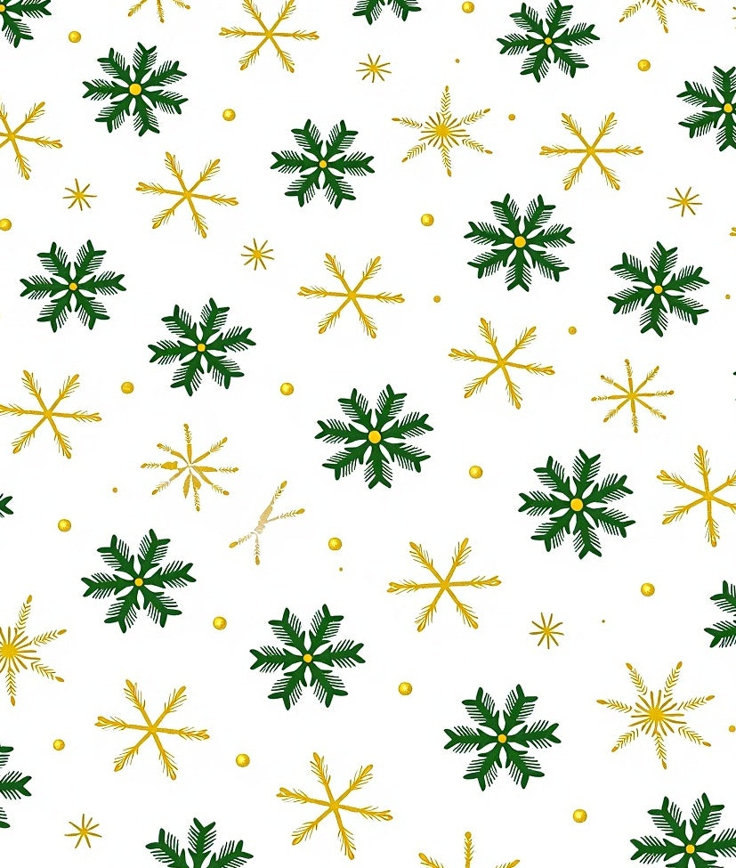 Green Gold Snowflake Christmas Rug