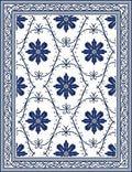 Classic Blue Floral Vine Pattern Rug
