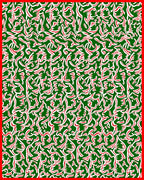 Abstract Red White Swirl Green Background Rug
