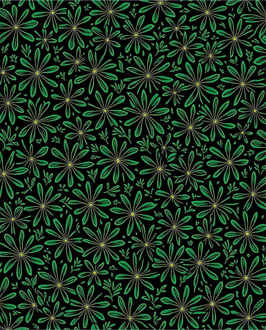 Green Floral Scatter Garden Rug
