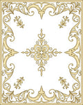 Elegant Golden Floral Scroll Border Rug