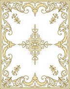 Elegant Golden Floral Scroll Border Rug