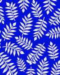 White Leaf Branches On Blue Rug