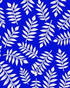 White Leaf Branches On Blue Rug