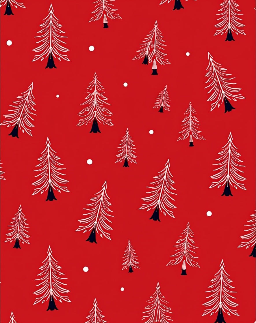 Red White Pine Christmas Tree Scatter Rug