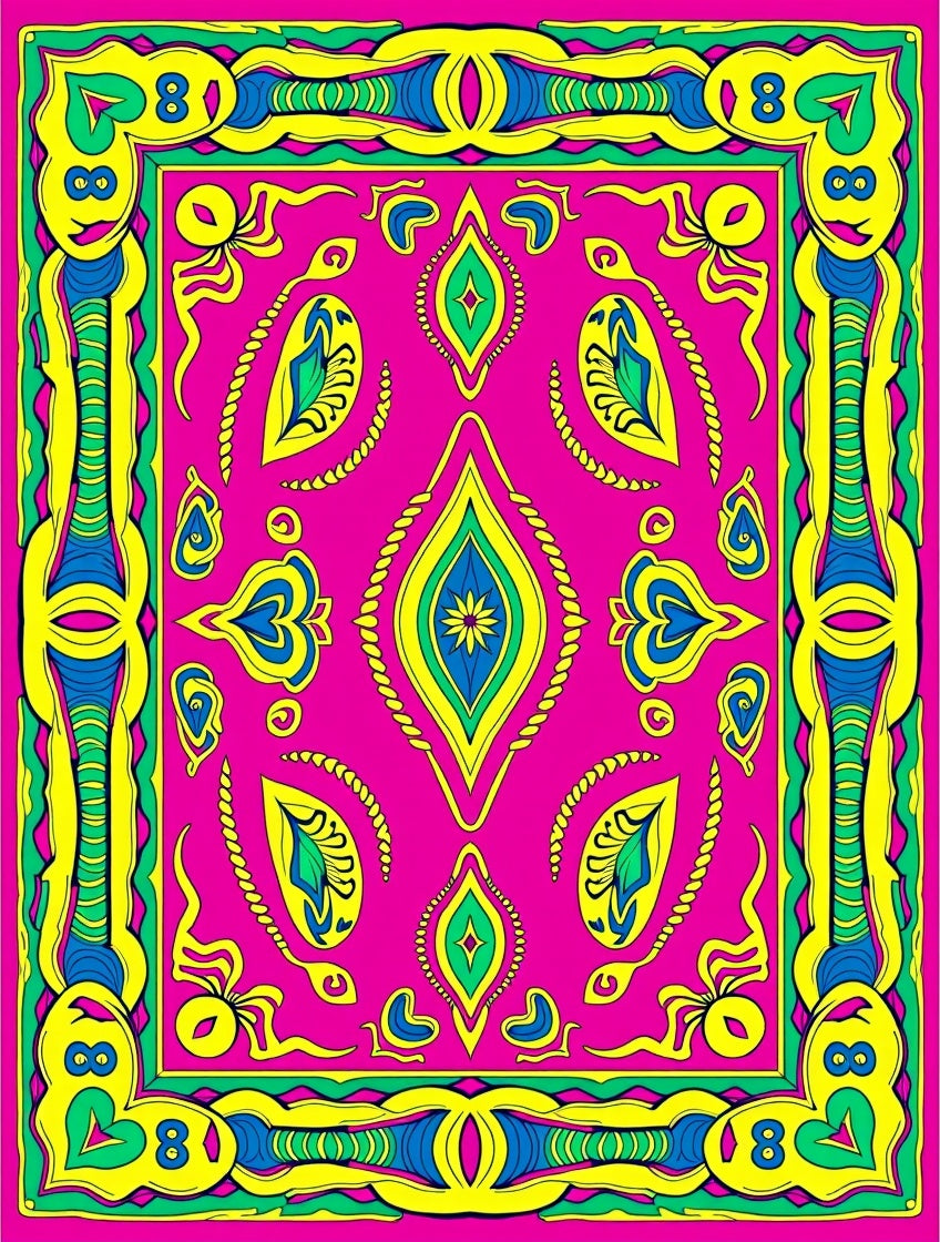 Vibrant Pink Yellow Blue Abstract Ovals Rug