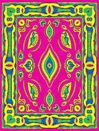 Vibrant Pink Yellow Blue Abstract Ovals Rug