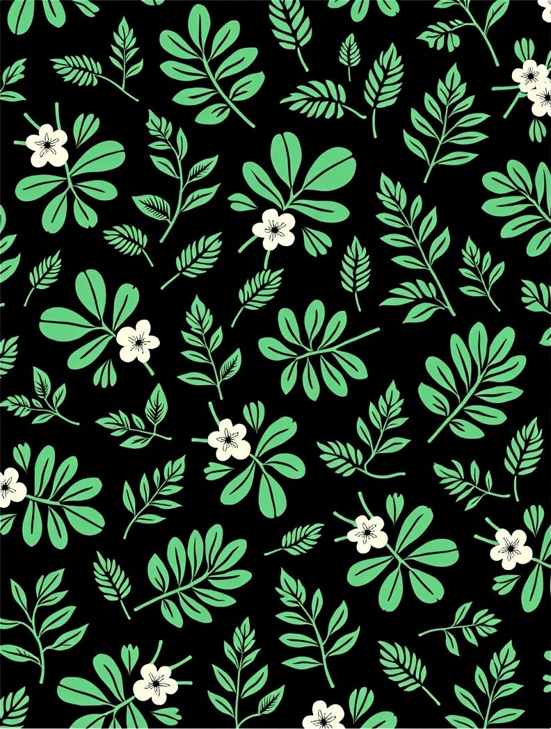Green Leaf Flower Pattern Rug